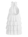 1960s Halter Backless Ruffle Swing Dress 9