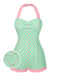 1960s Halter Contrast Polka Dots Heart Swimsuit - vintage swimsuit, pin-up style