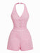 1960s Halter Pearl Button Solid Romper - vintage jumpsuit, retro fashion