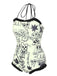 1960s Halter Printed Ruffles One-Piece Swimsuit: 1960s Riviera elegance, reimagined for her