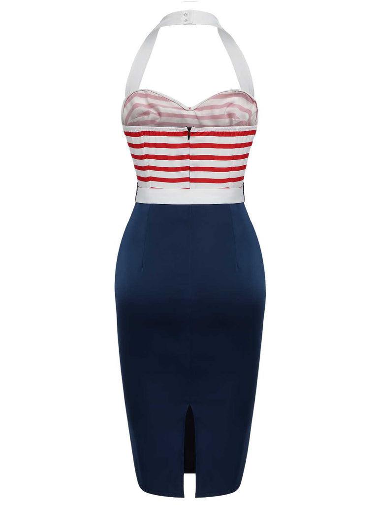 1960s Halter Stripes Bow Belted Dress — the kind of 1960s dress that makes strangers smile