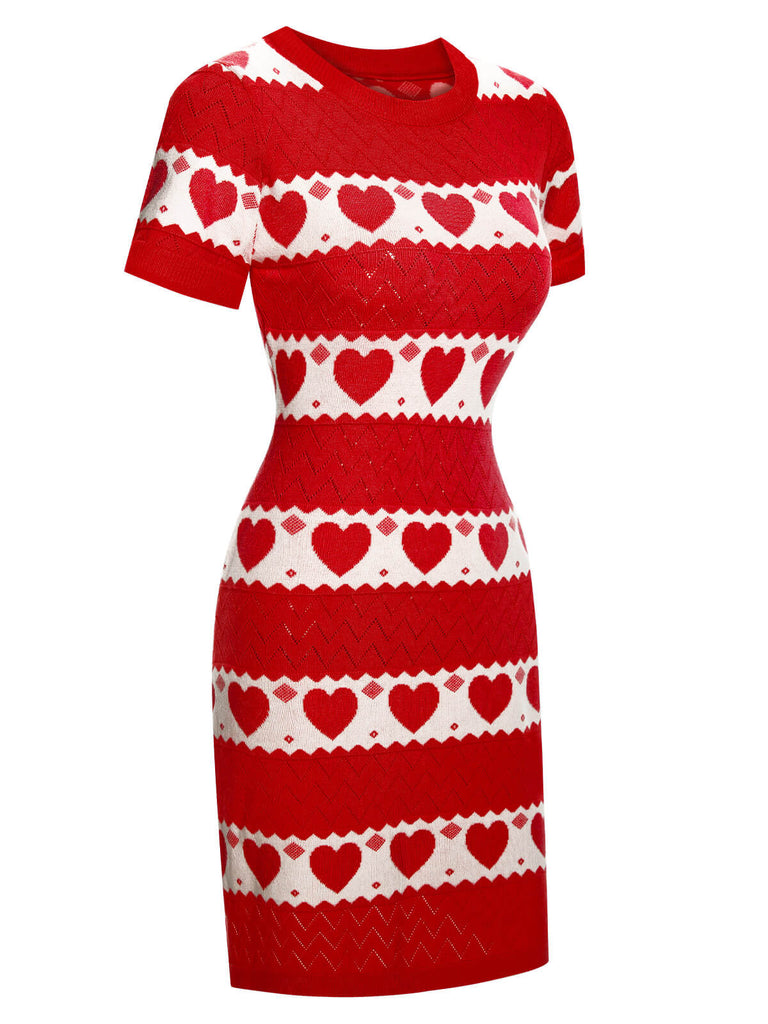 1960s Heart Short Sleeved Knitted Dress: where 1960s romance meets her modern spirit