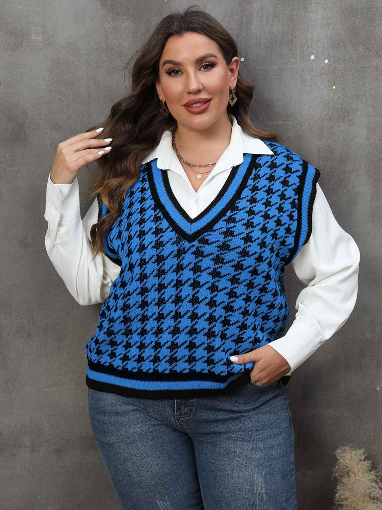1960s Jacquard Contrasting Houndstooth Wool Vest - vintage fashion, retro style