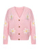 She finds her 1960s story in this 1960s Jacquard Floral Knitted Cardigan