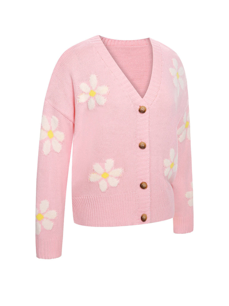 1960s Jacquard Floral Knitted Cardigan: timeless 1960s elegance she makes her own