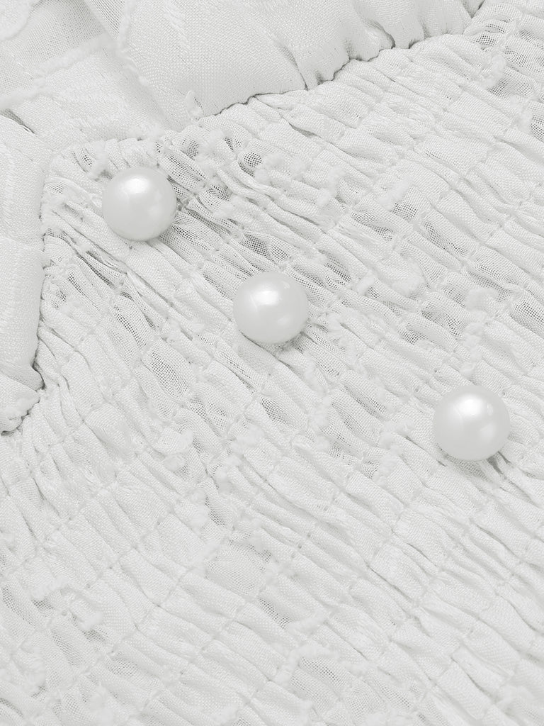 This 1960s Jaquard Floral Deep V-Neck Skater Dress wraps her in 1960s elegance, one twirl at a time