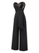 Black 1960s Embroidered Floral Tie-Up Strapless Jumpsuit - vintage jumpsuit, retro fashion, classic black