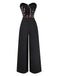 Black 1960s Embroidered Floral Tie-Up Strapless Jumpsuit - vintage jumpsuit, retro fashion, classic black