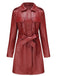 1960s Lapel Belted Long Leather Jacket - vintage fashion, retro style