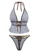 Light Brown 1960s Leopard Halter Tie-Front Ruffle Tankini Set - vintage fashion, retro style