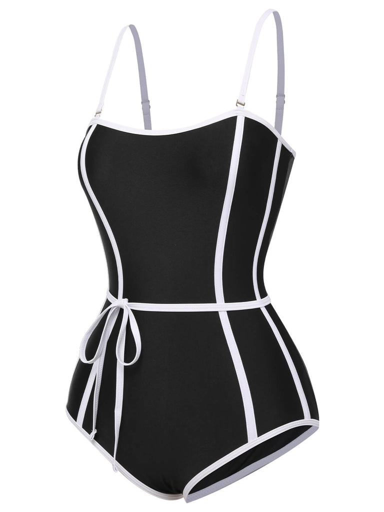 Black 1960s Lined Sling One-Piece Swimsuit, vintage swimsuit, pin-up swimwear - perfect for women who love vintage and retro fashion