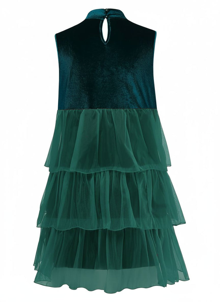 1960s Mesh Bow Christmas Tree Dress - vintage dress, retro fashion