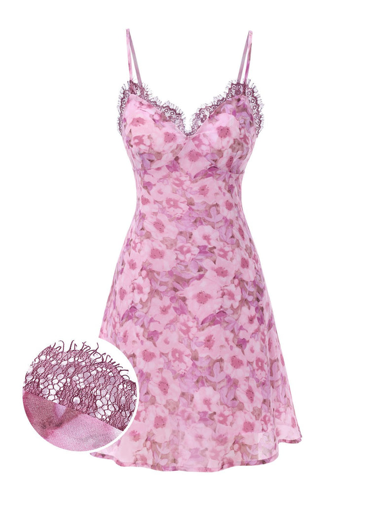 Purple 1960s Psychedelic Floral Lace Patchwork Nightgown - vintage nightgown, retro sleepwear