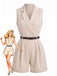 Beige 1960s Vintage Classic Jumpsuit