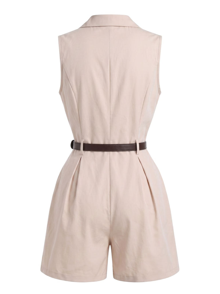 Beige 1960s Vintage Classic Jumpsuit 3