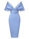 1960s Off-Shoulder Belted Solid Bodycon Dress — the kind of 1960s dress that makes strangers smile