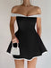 1960s Off-Shoulder Fit Solid Mini Dress - vintage dress, retro fashion
