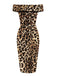 This 1960s Off-shoulder Leopard Pencil Dress wraps her in 1960s elegance, one twirl at a time