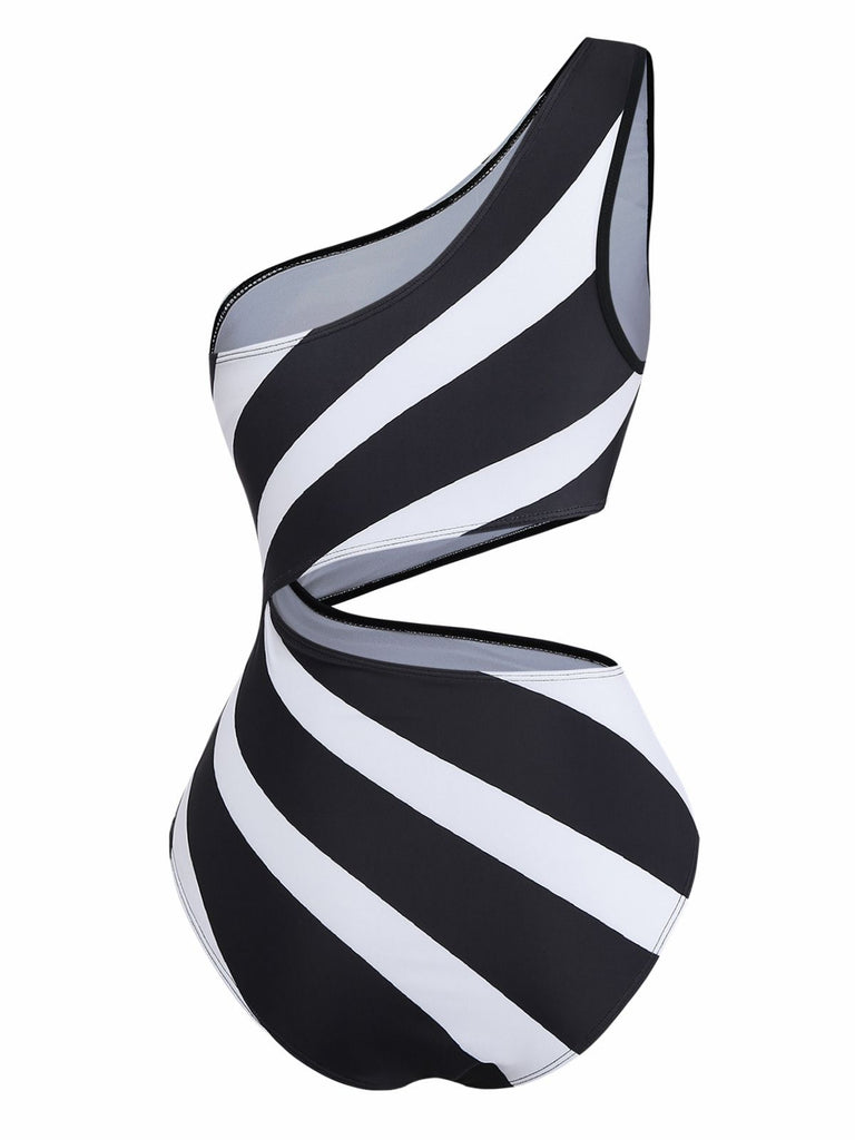1960s-One-Shoulder-Zebra-Print-Cutout-One-Piece-Swimsuit, vintage, retro, swimwear