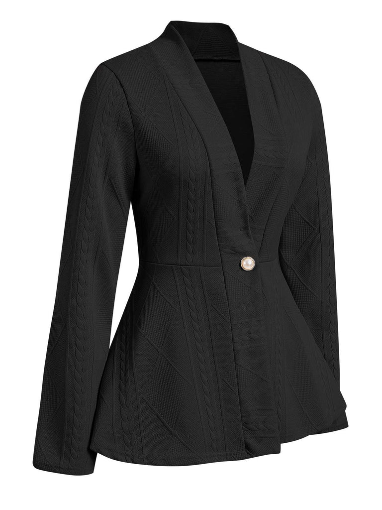 1960s Pearl Buttoned Waisted Flare Long Sleeve Coat, vintage coat, retro outerwear - perfect for women who love vintage and retro fashion