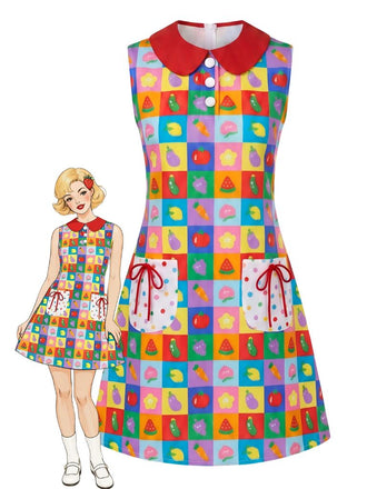 [Pre-Sale] 1960s Peter Pan Collar Fruit Print A-Line Dress