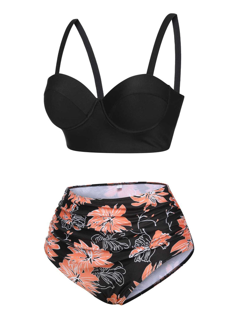 1960s Print Spaghetti Strap Swimsuit: 1960s Riviera elegance, reimagined for her