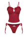 Red 1960s Embroidered Cutout Ruffled Side-Tie Tankini Set - vintage fashion, retro style, elegant red