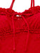 Red 1960s Embroidered Cutout Ruffled Side-Tie Tankini Set - vintage fashion, retro style, elegant red