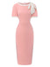 1960s Round Neck Colorblock Bow Bodycon Dress - vintage dress, retro fashion
