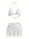 1960s Ruffled Halter Bikini Set & Floral Lace Cover-Up - vintage swimwear, retro swimsuit, pin-up style for vintage lovers