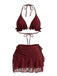 1960s Ruffled Halter Bikini Set & Floral Lace Cover-Up: beautiful vintage swimwear, retro swimsuit, pin-up style with timeless appeal