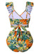 1960s Ruffles Strap Tropical Plants Wrap Bikini Set - vintage fashion, retro style