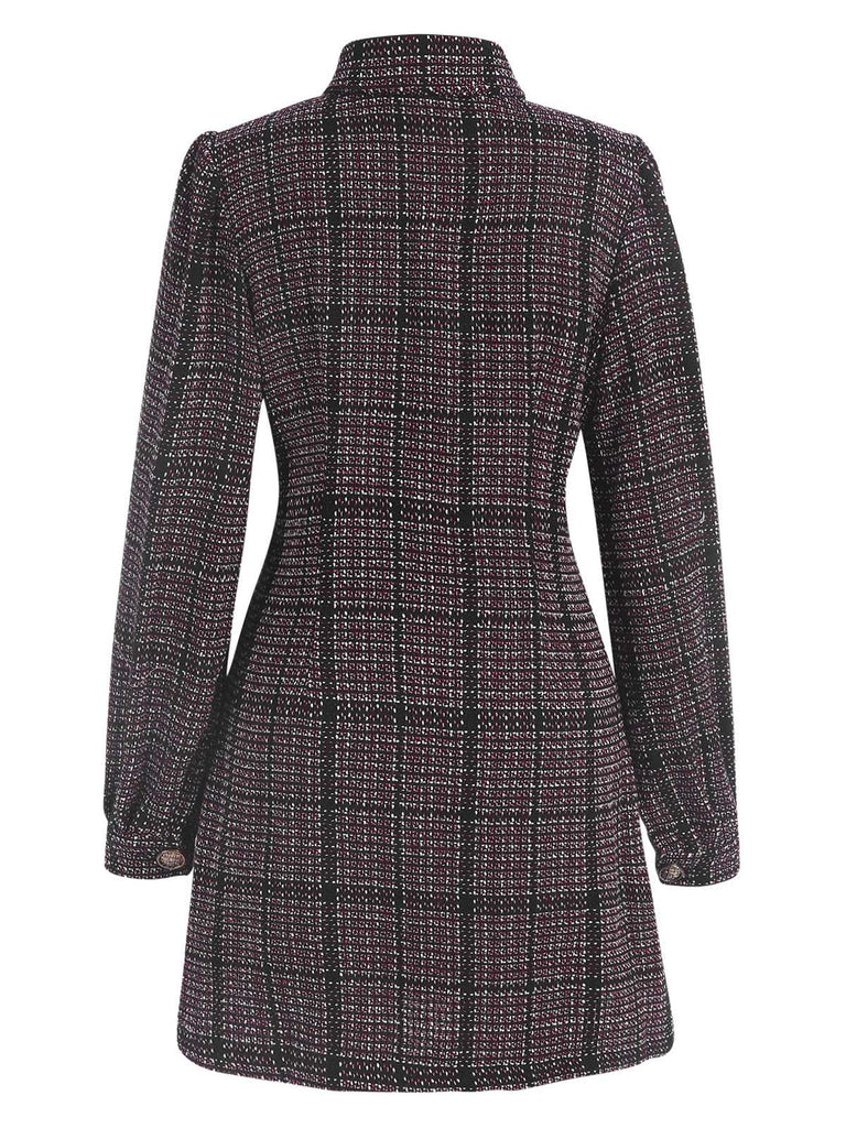 This 1960s Shirt Collar Lantern Sleeve Plaids Dress wraps her in 1960s elegance, one twirl at a time