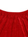 1960s Christmas Green V-Neck Top & Red Fur Trimmed Skirt - vintage skirt, retro style, elegant red