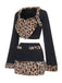 2PCS Black 1960s Plush Leopard Sweetheart Top & Skirt & Coat - vintage skirt, retro style, classic black