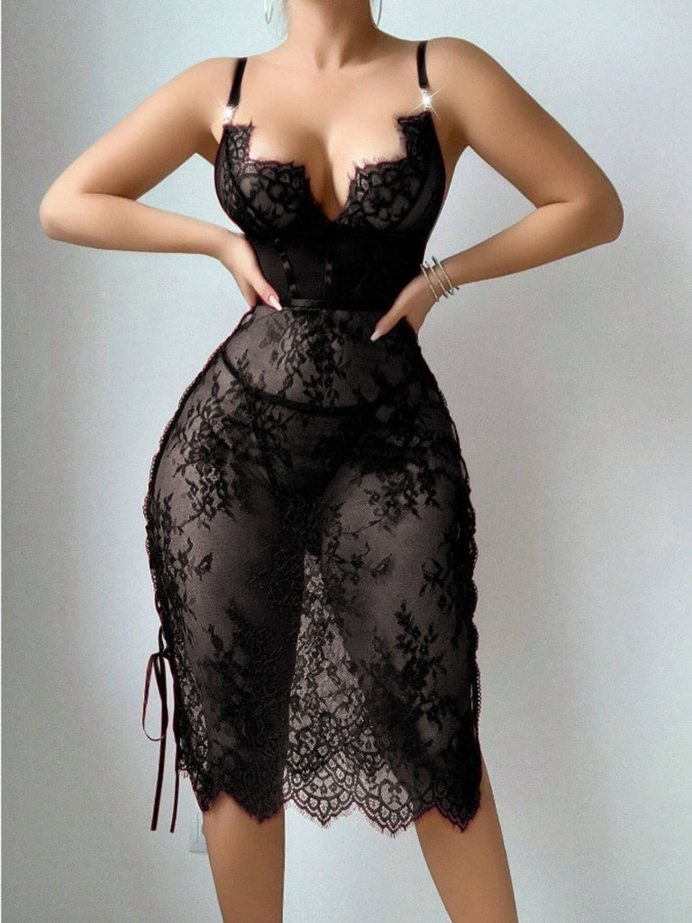 Wine Red 1960s Lace Hollow Bodycon Jumpsuit, vintage romper, retro jumpsuit - perfect for women who love vintage and retro fashion