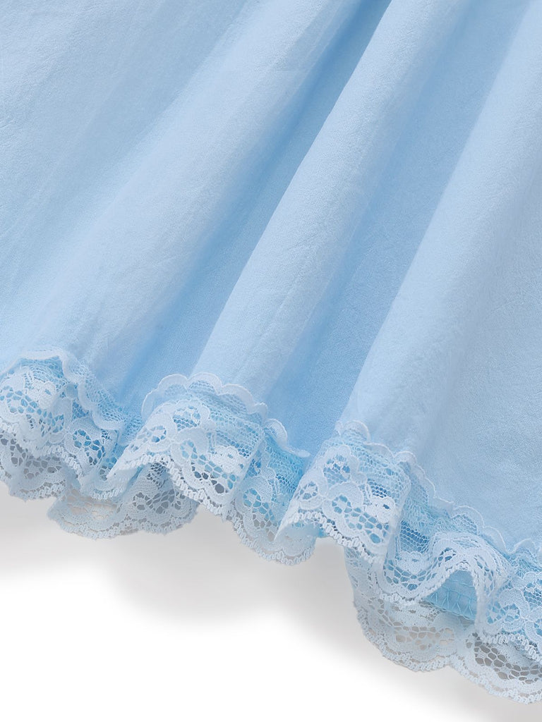 1960s Solid Bow Backless Lace Babydoll Dress - vintage dress, retro fashion