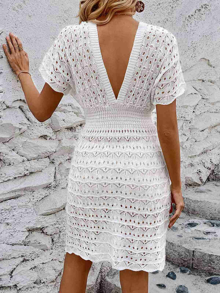 1960s Solid Deep V-Neck Crochet Cover-Up: timeless 1960s elegance she makes her own