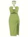 1960s Solid Drawstring Cut-Out Bodycon Dress - vintage dress, retro fashion