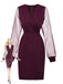 1960s Solid Glitter V-Neck Mesh Bodycon Dress - vintage dress, retro fashion