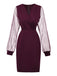 1960s Solid Glitter V-Neck Mesh Bodycon Dress - vintage dress, retro fashion