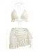 1960s Solid Halter Lace Bikini Set & Ruffle Cover-Up - vintage fashion, retro style