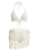 1960s Solid Halter Lace Bikini Set & Ruffle Cover-Up - vintage fashion, retro style