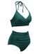 1960s Solid Halter Lace-Up Swimsuit: 1960s Riviera elegance, reimagined for her