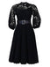 She slips into this 1960s Solid Lace Crochet Pleated Belted Dress and suddenly it's a 1960s daydream