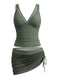 1960s Solid Mesh V-Neck Tankini Set & Ruched Skirt, vintage skirt, retro style - perfect for women who love vintage and retro fashion