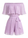1960s Solid Off Shoulder Pleated Romper 6