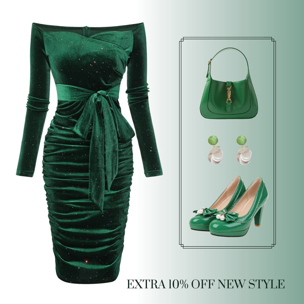 1960s Solid Off-Shoulder Velvet Dress: timeless style reimagined