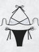 1960s Solid Ruched Halter Lace-Up Bikini Set - vintage fashion, retro style