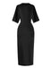 1960s Solid Velvet Half-Sleeve Dress - vintage dress, retro fashion